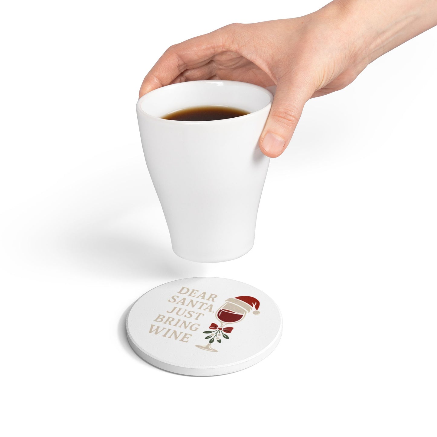 Dear Santa Wine Ceramic Coaster