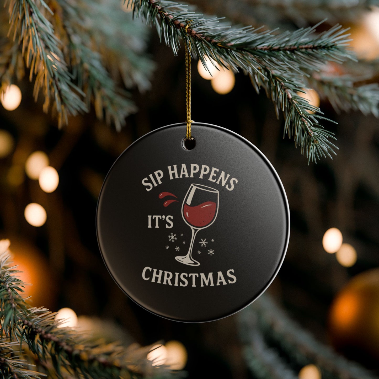 Sip Happens It's Christmas Ceramic Ornament (1pc)